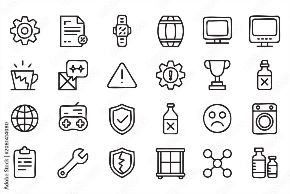 Fototapeta premium Modern Technology Vector Icon Collection with Computer, Gaming, Security, and Network Elements