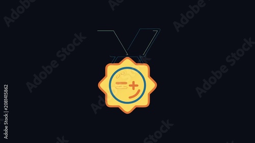 Stylized illustration of a cheerful medal with ribbon