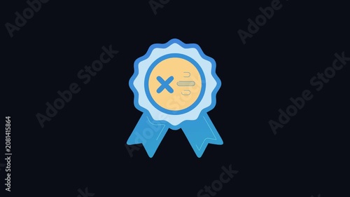 Mathematics award badge with ribbon on solid black background