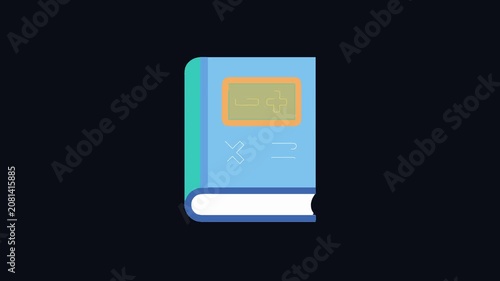 Flat motion art school math book study concept