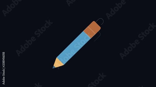 Simple blue and orange pen illustration against black background