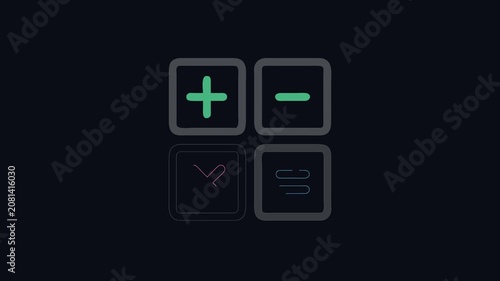 Simple calculator interface symbols and dark background illustration