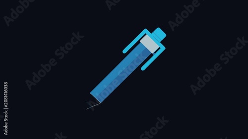 Stylized blue pen graphic on plain black background illustration