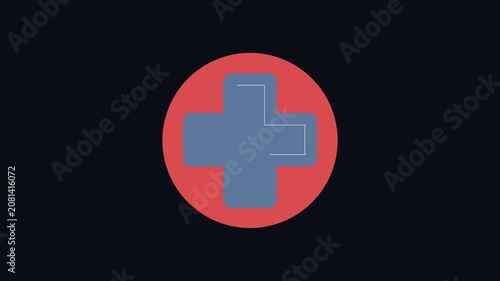 Medical cross inside circle modern motion design element