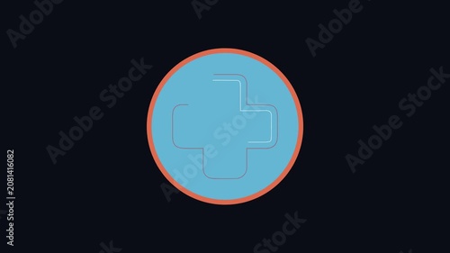 Medical cross icon in circle on black background