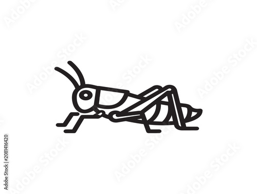 Minimalist Grasshopper Icon Featuring Simple Line Art Style Illustration