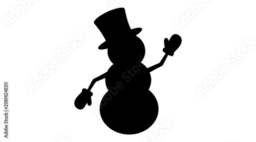Fotografie Snowman Silhouette Against White Background Winter Holiday Iconography