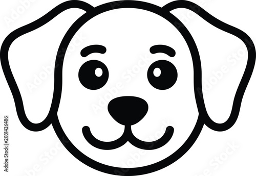 Tableau sur toile Minimalist outline icon of a cute dog face on white background with minimalist i
