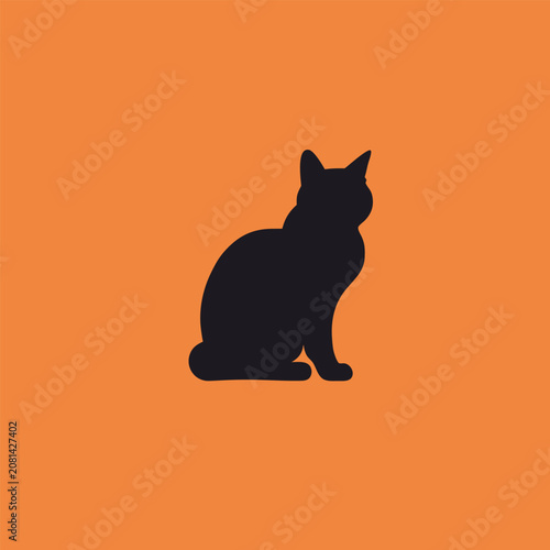 Fotografie American bobtail cat logo design silhouette illustration.