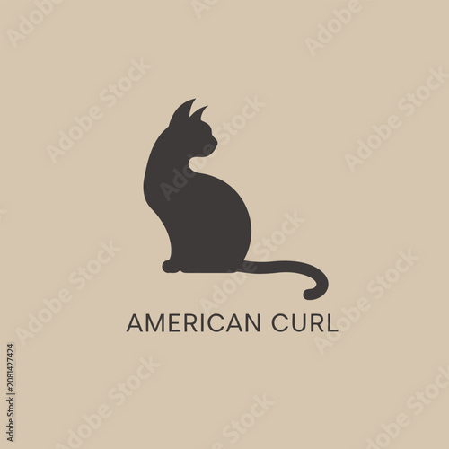 Bild auf Leinwand American curl cat icon logo design silhouette illustration