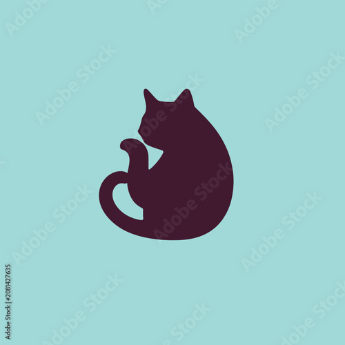 Canvastavla American bobtail cat logo design vector art silhouette illustration