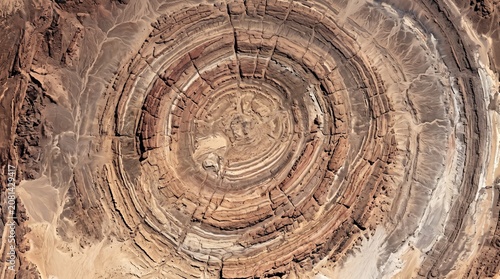 Close Up of Circular Geological Patterns at the Eye of the Sahara