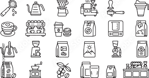 Foto Premium specialty coffee bar icon set.