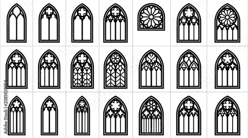 Tableau sur toile Gothic Window Designs Collection - Architectural Ornate Styles