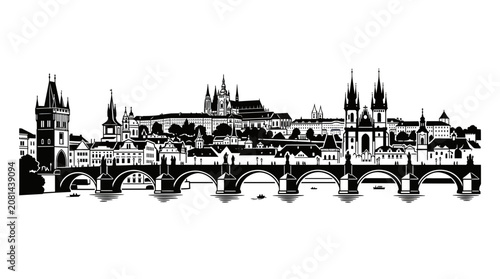 Photos Prague Skyline Silhouette - Charles Bridge and Old Town Architecture
