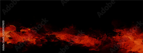 Tableau sur toile Inferno's fiery embrace engulfs darkness, an intense spectacle of molten heat and smoldering passion