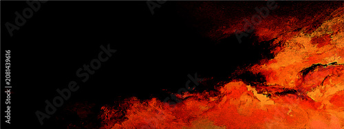 Fotografie Crimson inferno engulfs darkness, fiery plumes dance with turbulent intensity, evoking primal power and raw destruction