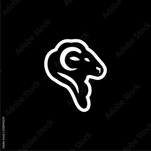 Ram Head Logo Design Symbol.