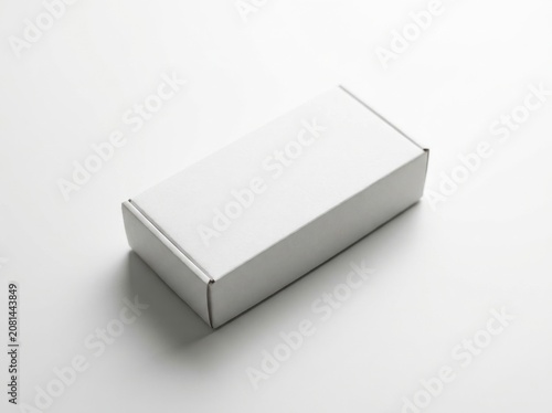 Blank white rectangular cardboard box isolated on white background
