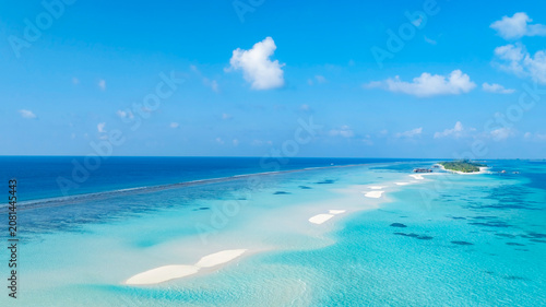 Принти на полотні Aerial view of Summer lagoon Ripples in the sand at low tide on a beach with san