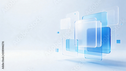 Floating Glass Squares in Blue Gradient