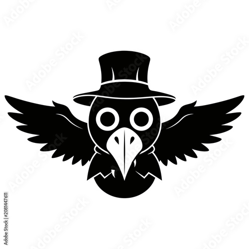 Bird with Top Hat Silhouette