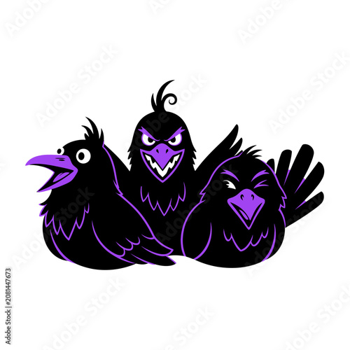 Cartoon Crow Trio