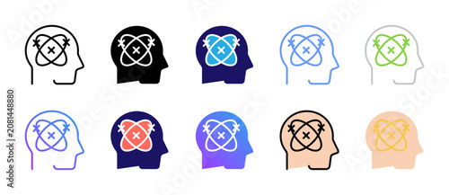Obraz na płótnie Mental Disorder Icons Collection in Various Styles