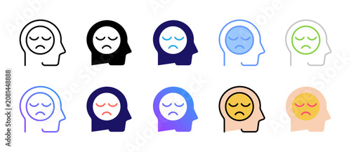 Tableau sur toile Depression Icons Collection in Various Styles