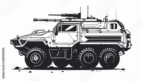 Tableau sur toile Military Armored Vehicle with Turret Gun.