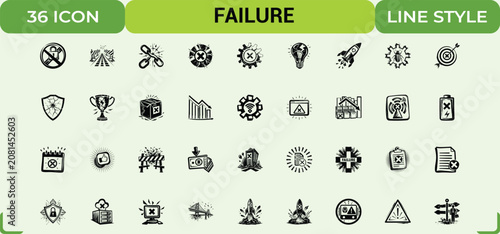 Tablou pe pânză Failure icon set consisting of thirty six symbols showing errors problems and bad results