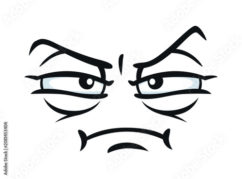 Photos Frown face expression emoji with angry eyes emotion and skeptical look for cartoon emoticon icon