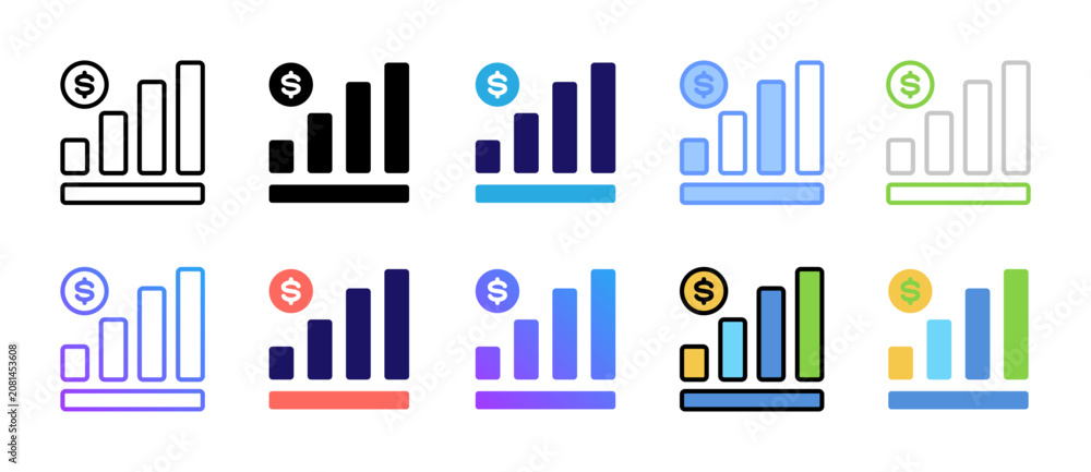 Obraz premium Revenue Growth Icons Collection in Various Styles