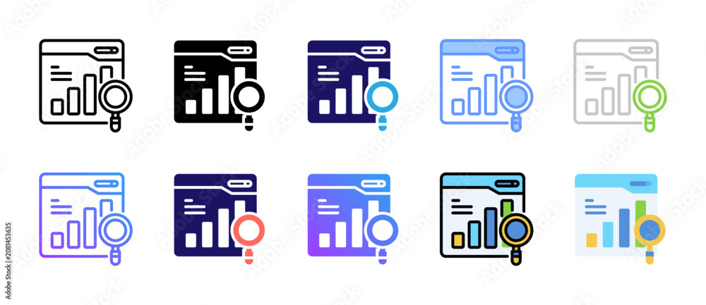 Obraz premium Financial Analysis Icons Collection in Various Styles