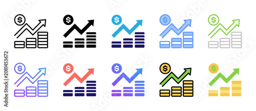 Принти на полотні Profit Increase Icons Collection in Various Styles