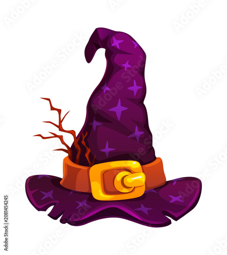 Εκτύπωση καμβά Halloween witch hat or wizard cap for horror night holiday, cartoon vector