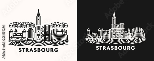 Photos Strasbourg France Cityscape Featuring Gothic Cathedral and Timbered Houses in Mi