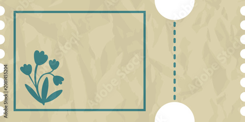 Foto Vintage Paper Ticket for Scrapbook, Journaling, Memory Book, and Retro Collage Illustration