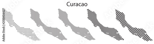 Curacao map infographic simple design element black abstract geometric pattern icon style Curacao country landscape outline shape vector illustration