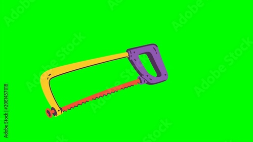 metal hacksaw hand tool construction equipment animation HD 4K