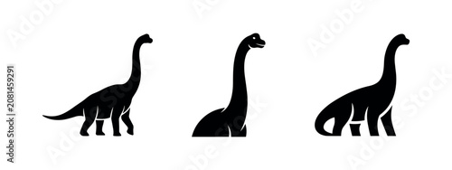 Schilderij op canvas Brontosaurus dinosaur icon set