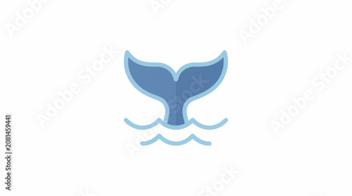Bild auf Leinwand Blue whale tail fin with water waves illustration.