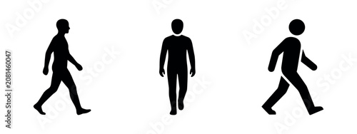 Fotografie Three black walking icons on white background