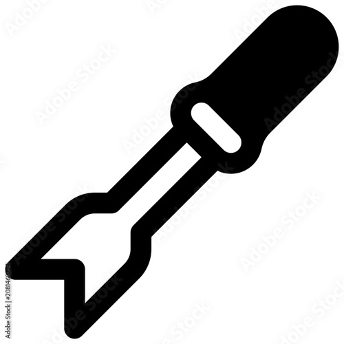 Foto Pry bar. Outlined stroke vector icon with black-filled details.