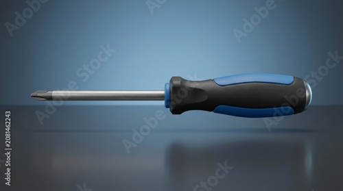 Demolition screwdriver 3D render reinforced fastening tool designed for prying impact resistance and demanding repair applications