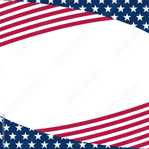 American Flag Wavy Border Design on White Background Minimalist Style