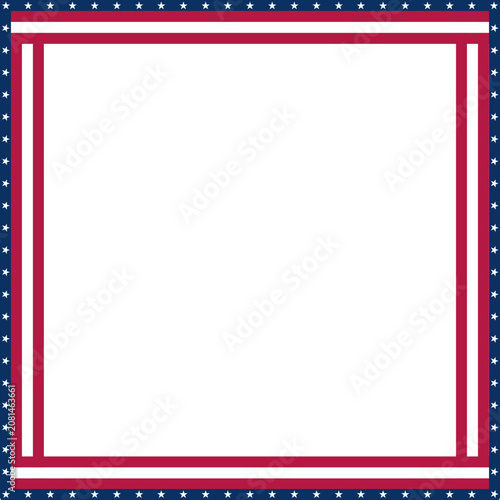 American Flag Border Design on White Background Minimalist Style