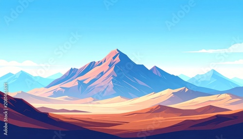 Vast Mountain Range Under a Clear Blue Sky.