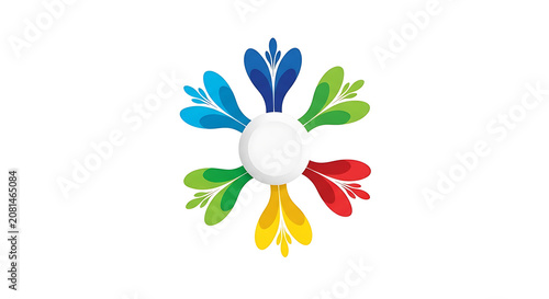 Colorful hand-drawn flowers with green stems and leaves, isolated on white background, petal bloom
