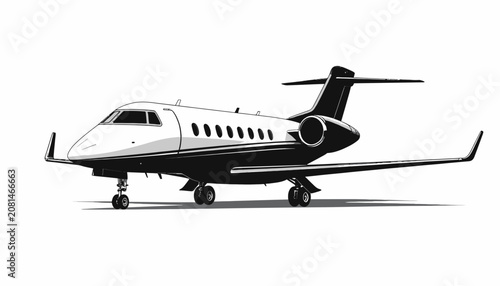 Fotografie Private Jet Airplane on Runway Ready.